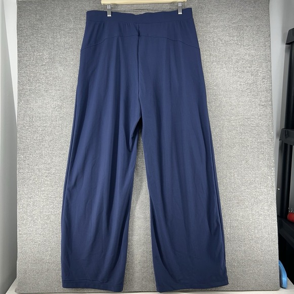 Halara Wide Leg Pleated Pants Women Size XL Tall Blue Elastic Waist Pull On NEW - Picture 4 of 8